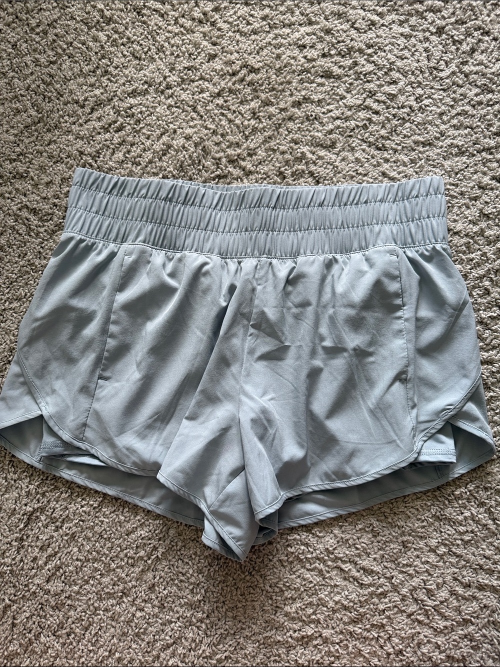 Avia Light Gray Athletic Smocked Waistband Shorts